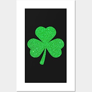 St Patricks Day, Faux Glitter 3 Leaf Clover Posters and Art